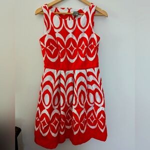 Taylor Orange and White Dress